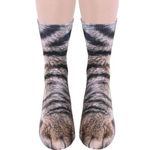 Load image into Gallery viewer,  Creative 3D Print Adult Animal Paw Socks Unisex Crew Cat Long Tube Stocks Elastic Breathable Sock Dog Tiger Zebra Pig Cat Paw