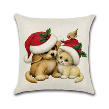 Load image into Gallery viewer, Merry Christmas Lovely Cats Dogs Cushion Covers Pillow Case Seat Sofa Pillow Cover Linen Cotton Square Cushion Cover Party Decor