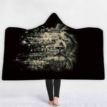 Load image into Gallery viewer, Thick Luxury Family Wolf Lion Hooded Hoodie Blanket Winter Warm Coral Fleece Printed Portable Anti-Pilling Soft Fluffy Blankets