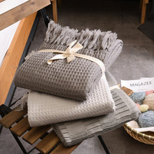 Load image into Gallery viewer, Soft Knitted Throw Blankets Bed Sofa Couch Decorative Fringe Waffle Pattern