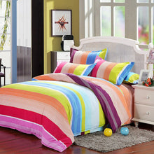 Load image into Gallery viewer, Polyester Colorful Stripes Single Queen King Reactive Bedding Set Bed Sheet Duvet Cover Pillowcase