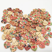 Load image into Gallery viewer, 100 PCS Heart Shape Wooden Button Mixed 2 Hole Natural Sewing Children Handmade Clothes Buttons