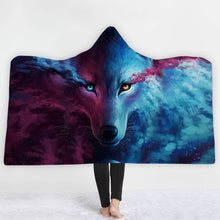 Load image into Gallery viewer, Thick Luxury Family Wolf Lion Hooded Hoodie Blanket Winter Warm Coral Fleece Printed Portable Anti-Pilling Soft Fluffy Blankets