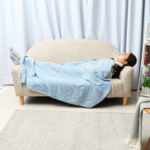 Load image into Gallery viewer, 100% Cotton EHC Herringbone Single Or King Sofa Armchair Blankets Throw White &amp; Blue