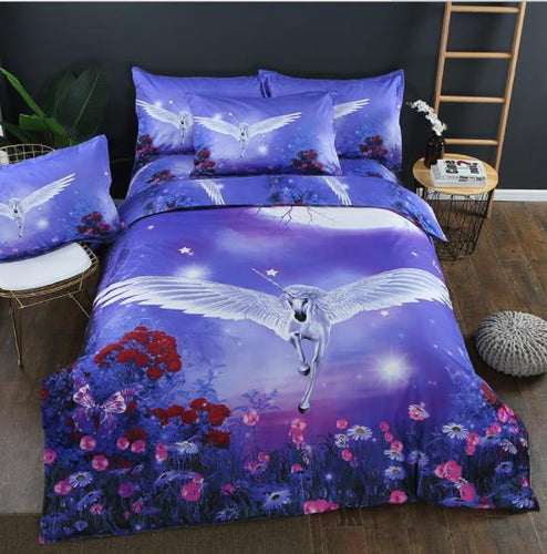 3PCS Bedroom Bedding Sets Bedclothes Animal Print Bedding Sets Quilt Duvet Cover Pillowcases Decors