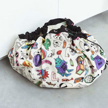 Load image into Gallery viewer, Doodling Play Mat Toy Storage Canvas Bag Durable Floor Activity Organizer Mat Large Drawstring Portable Container for Kids Toys