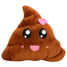 Load image into Gallery viewer, Funny Emoji Poo Shape Bowknot Stuffed Throw Pillow Bed Sofa Chair Cotton Cushion