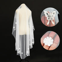 Load image into Gallery viewer, Elegant Ivory Cathedral Length Butterfly Petal Bride Wedding Bridal Veil White DIY Sewing Cloth