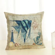 Load image into Gallery viewer, 45*45cm Sea Creature Pillow Case Octopus Seahorse Conch Print Cushion Cover Linen Throw Pillow