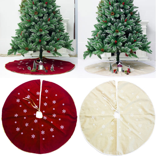 120cm Christmas Tree Skirt Cloth Ruffle Cotton Border Xmas Floor Mat Home Decor Floor Mat 
