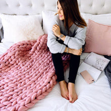 Load image into Gallery viewer, 80x100CM Handmade Knit Knitted Blankets Soft Thick Cotton Throw Sofa Bed Decor