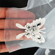 Load image into Gallery viewer, Elegant Ivory Cathedral Length Butterfly Petal Bride Wedding Bridal Veil White DIY Sewing Cloth