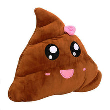 Load image into Gallery viewer, Funny Emoji Poo Shape Bowknot Stuffed Throw Pillow Bed Sofa Chair Cotton Cushion