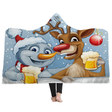 Load image into Gallery viewer, Christmas 3D Printing Plush Wearable Battle Royale Hooded Blankets Dual Layers