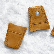 Load image into Gallery viewer, Handmade Patchwork Faux Leather Thimble Finger Sets With Metal Tip DIY Sewing Tools Hand Needlework Accessory