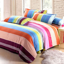 Load image into Gallery viewer, Polyester Colorful Stripes Single Queen King Reactive Bedding Set Bed Sheet Duvet Cover Pillowcase