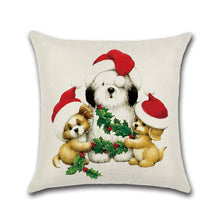 Load image into Gallery viewer, Merry Christmas Lovely Cats Dogs Cushion Covers Pillow Case Seat Sofa Pillow Cover Linen Cotton Square Cushion Cover Party Decor