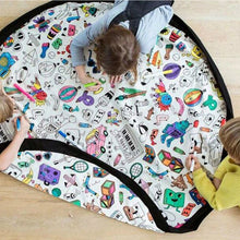 Load image into Gallery viewer, Doodling Play Mat Toy Storage Canvas Bag Durable Floor Activity Organizer Mat Large Drawstring Portable Container for Kids Toys