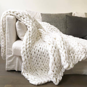 80x100CM Handmade Knit Knitted Blankets Soft Thick Cotton Throw Sofa Bed Decor